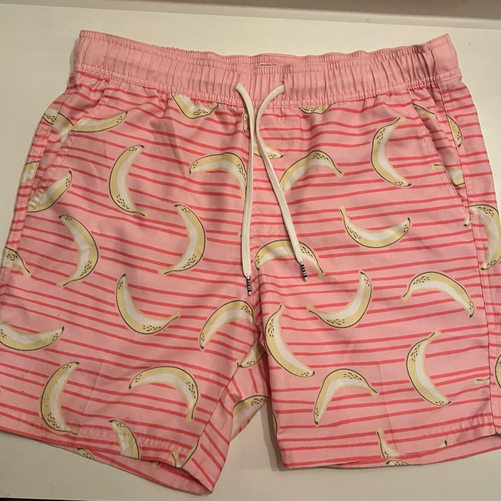 Pink Banana Print Swim Shorts